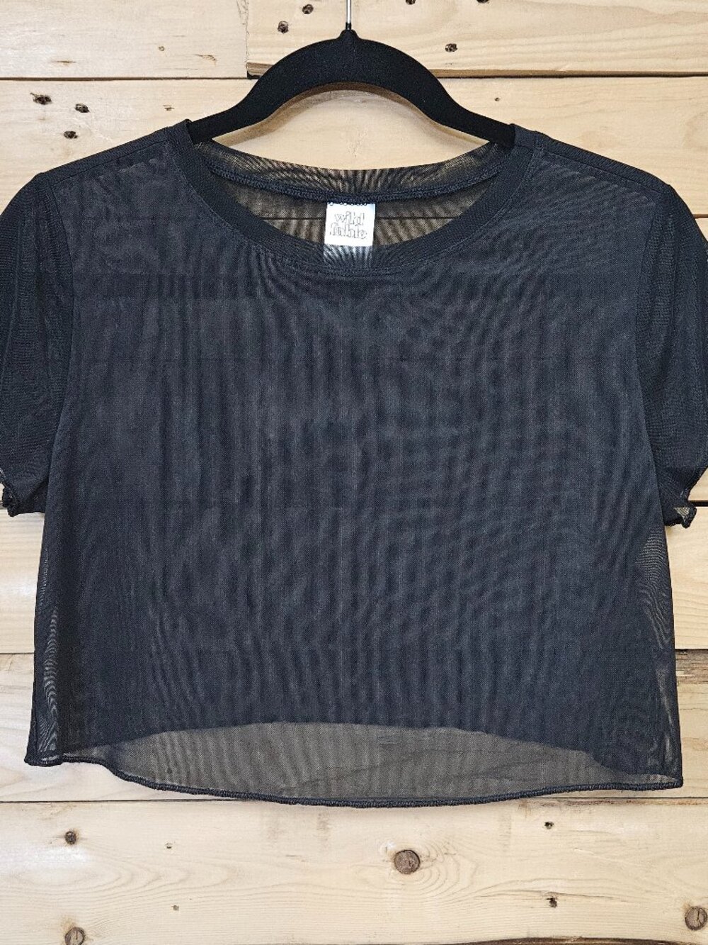 Wild Fable Mesh Top Black Medium‎